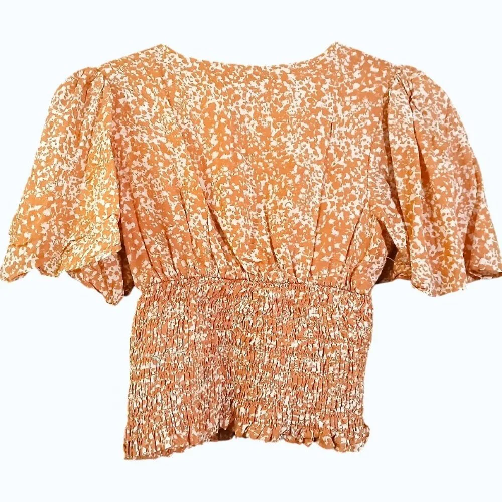 ABERCROMBIE & FITCH Orange Cream Flutter Sleeve Sweetheart Babydoll - Picture 5 of 9